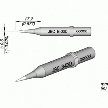 Жало для паяльника JBC 14ST коническое прямое ⌀0.5 × 17.2 мм 12A000063