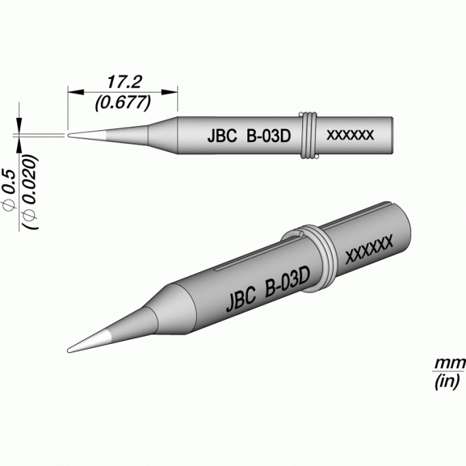 Жало для паяльника JBC 14ST коническое прямое ⌀0.5 × 17.2 мм 12A000063