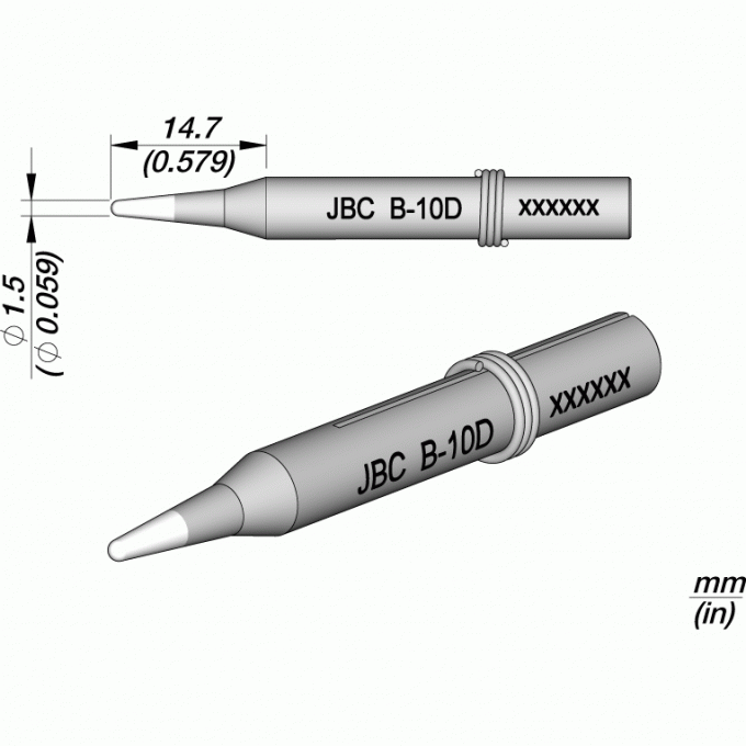 Жало коническое прямое JBC 14ST Tips ⌀1.5 × 14.7 мм 12A000065
