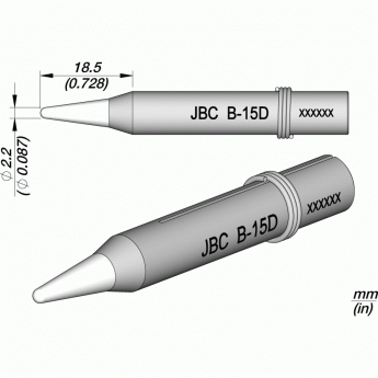 Жало коническое прямое для сетевых паяльников JBC Iron Tips ⌀2.2 × 18,5 мм 12A000066