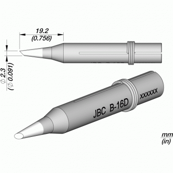 Жало коническое со скосом JBC Iron Tips для сетевых паяльников 30ST, 40ST, SL2020, IN2100 ⌀2.3 × 19.2 мм 12A000067
