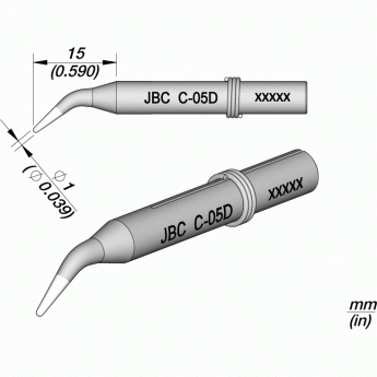 Жало коническое изогнутое JBC C-05D ⌀1x15 мм для паяльника 14ST 12A000083
