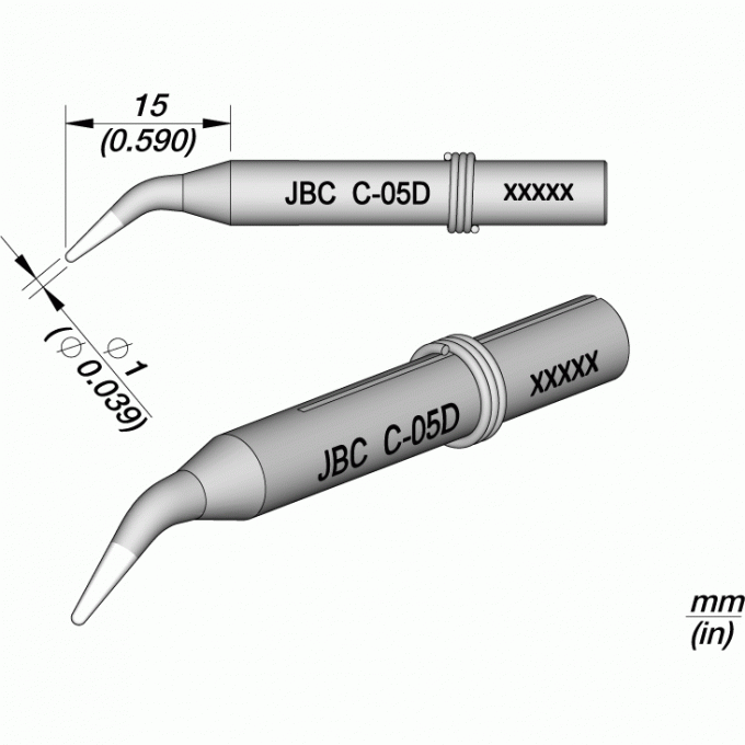 Жало коническое изогнутое JBC C-05D ⌀1x15 мм для паяльника 14ST 12A000083