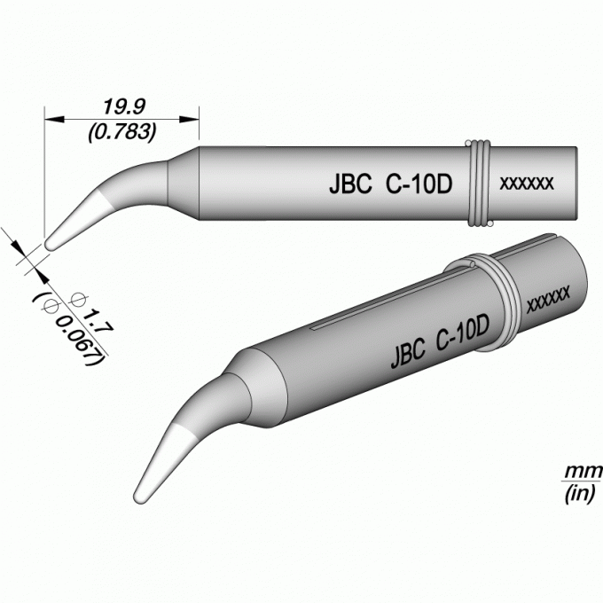 Жало коническое изогнутое JBC 55N Tips ⌀1.7 × 19,9 мм 12A000085