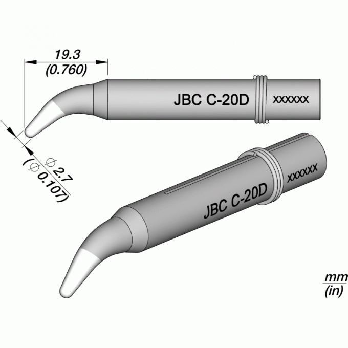Жало для паяльника JBC 55N Tips коническое изогнутое ⌀2.7 мм 12A000086