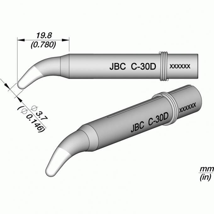 Жало для паяльника JBC 55N Tips коническое изогнутое ⌀3.7 × 19.8 мм 12A000087