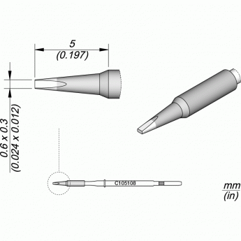 Паяльное жало JBC C105 прямое зубило 0.3x0 12A000093
