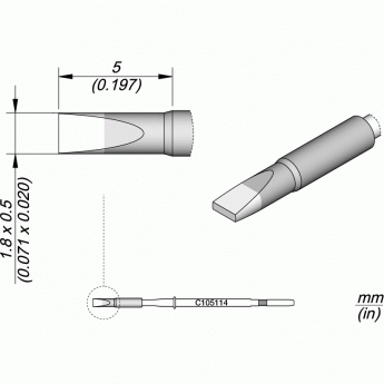 Жало для паяльника JBC C105 прямое зубило 1.8x0 12A000099