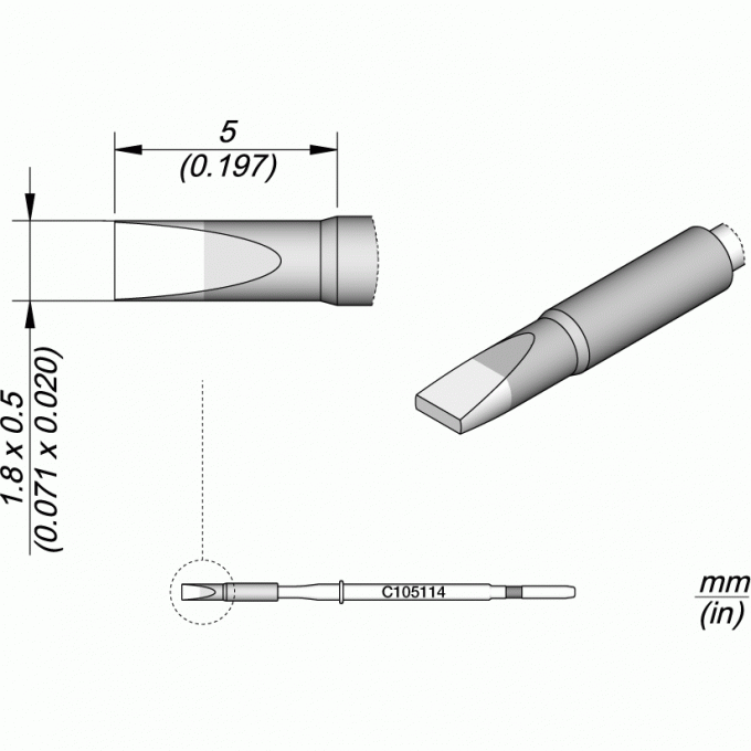 Жало для паяльника JBC C105 прямое зубило 1.8x0 12A000099