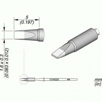 Жало паяльное прямое зубило JBC C105 для NT105 Nano и NP105 Nano 1.6x0 12A000105