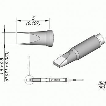 Паяльное жало JBC C115 прямое зубило 1.8x0.5x4.5 мм 12A000130