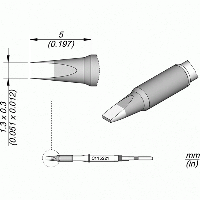 Жало JBC C115 прямое зубило 1.3x0 12A000131