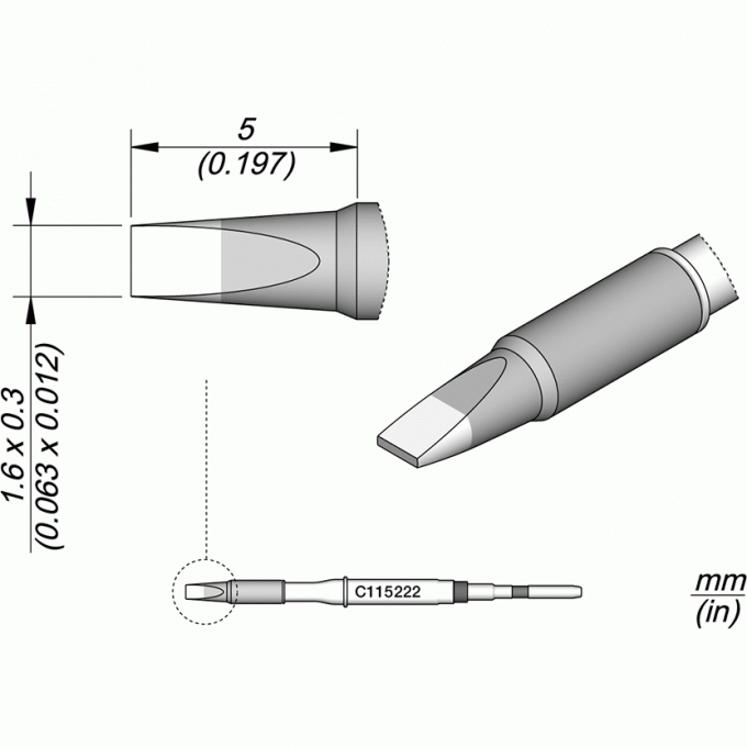 Паяльное жало JBC C115 прямое зубило 1.6x0 12A000132