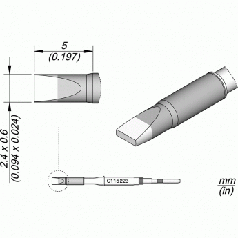 Паяльное жало JBC C115 прямое зубило 2.4x0 12A000133
