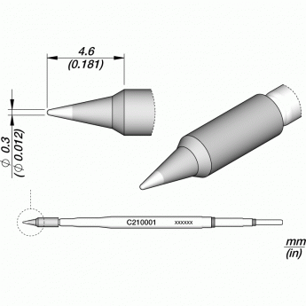 Жало паяльное коническое прямое JBC C210 ⌀0.3 × 4,6 мм 12A000148