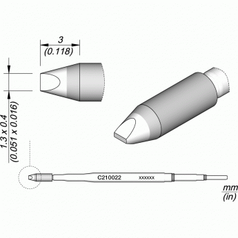 Жало для паяльника JBC C210 прямое зубило ⌀1.3 × 0.4 × 3 мм 12A000168