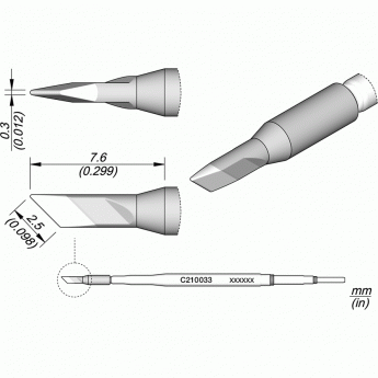 Паяльное жало JBC C210 косой нож 0.3x2.5x7.6 мм 12A000177