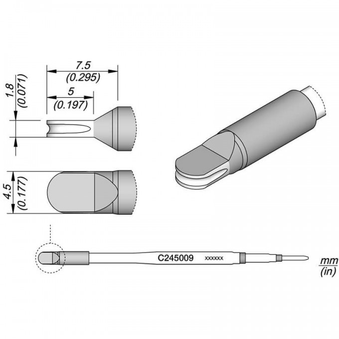 Паяльное жало JBC C245 сложной формы ⌀1.8 × 4,5 мм 12A000184