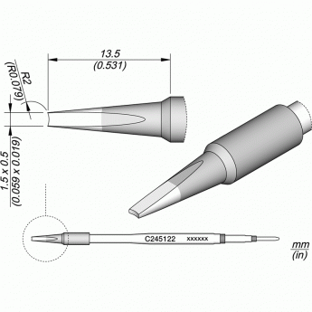 Жало для пайки контактов JBC C245 прямое 1.25x0.5x13.5 мм 12A000213