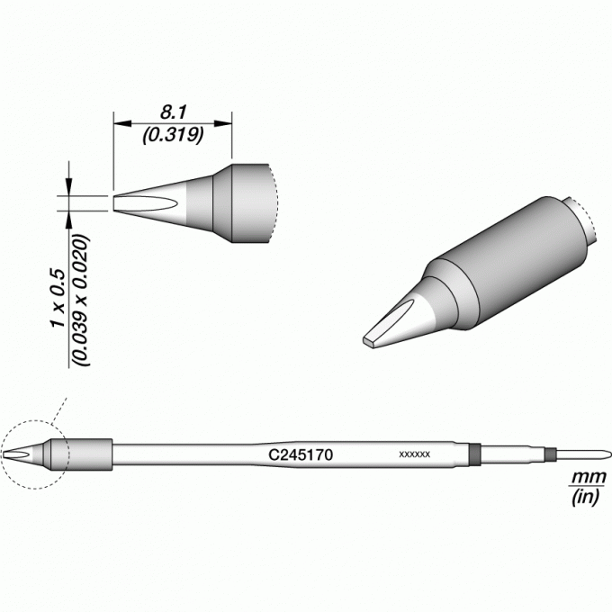 Паяльное жало JBC C245 прямое зубило для T245G, T245, T245P, T245N 12A000232