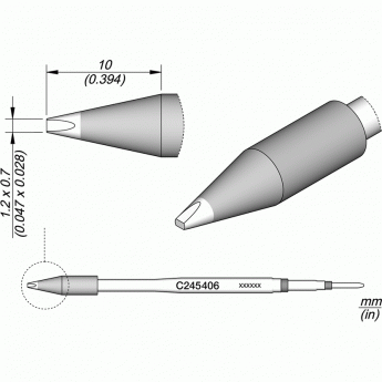 Жало для паяльника JBC C245 прямое зубило 1.2 × 0.7 × 10 мм 12A000254