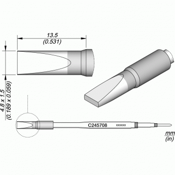 Жало для паяльника JBC C245 зубило прямое 4.8x1.5x13.5 мм 12A000264