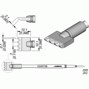 Жало сложной формы JBC C245 для паяльников T245G, T245, T245P, T245N 12A000266