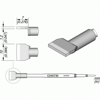 Жало для паяльника JBC C245 прямое лезвие 10x1 12A000268