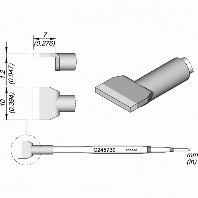 Жало для паяльника JBC C245 прямое лезвие 10x1 12A000268