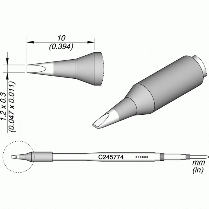 Жало для паяльника JBC C245 прямое зубило 1.2x0 12A000298