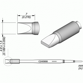 Жало JBC C245 прямое зубило для паяльников T245G, T245, T245P, T245N 12A000324