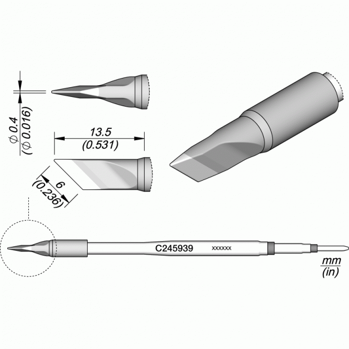 Жало для паяльника JBC C245 косой нож для T245G, T245, T245P, T245N 12A000337