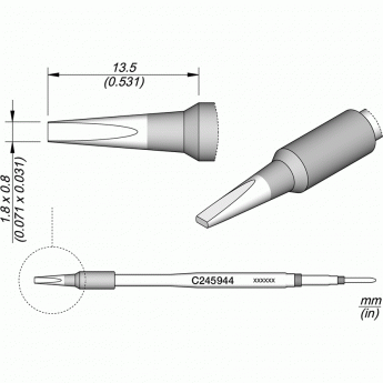 Жало для паяльника JBC C245 прямое зубило 1.8x0.8x13.5 мм 12A000341