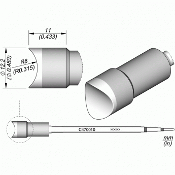 Жало для паяльника JBC C470 сложной формы Pin/Connector ⌀12 12A000385
