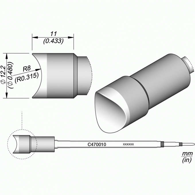 Жало для паяльника JBC C470 сложной формы Pin/Connector ⌀12 12A000385