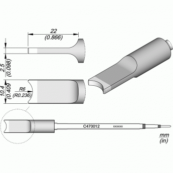 Жало сложной формы Pin/Connector JBC C470 для паяльников T470 и термопинцетов HT470 12A000387