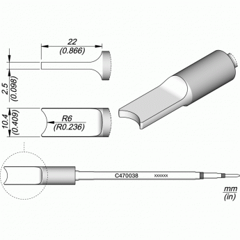 Жало JBC C470 сложной формы Pin/Connector для паяльников T470 и термопинцетов HT470 12A000412