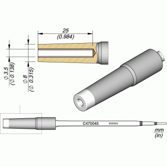Жало для паяльника JBC C470 Pin/Connector сложной формы ⌀ 12A000419