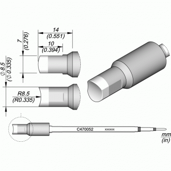 Жало JBC C470 сложной формы Pin/Connector ⌀8 12A000426