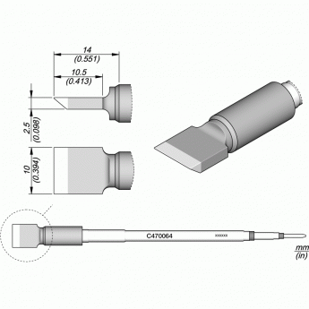 Жало для паяльника JBC C470 прямое лезвие 10x2.5x10.5 мм 12A000434