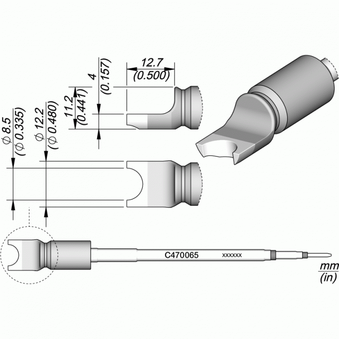 Жало для паяльников JBC C470 сложной формы Pin/Connector 12.2x12.7 мм 12A000435
