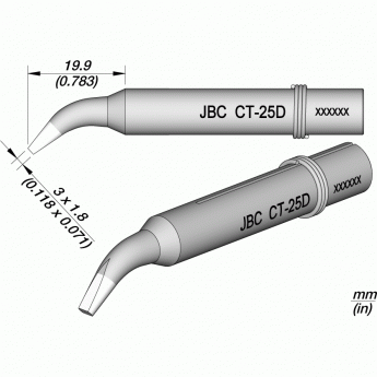 Жало клиновидное изогнутое JBC 55N Tips 3x1.8x19.9 мм 12A000478