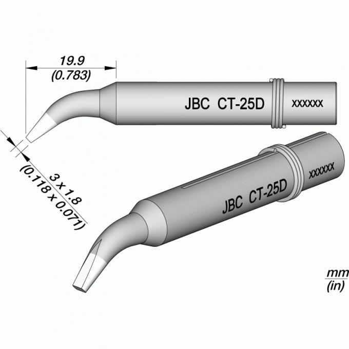 Жало клиновидное изогнутое JBC 55N Tips 3x1.8x19.9 мм 12A000478