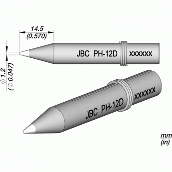 Жало коническое прямое JBC Iron Tips для паяльников 30ST, 40ST, SL2020, IN2100, ⌀1.2 × 14,5 мм 12A000647