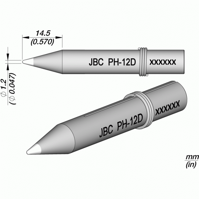 Жало коническое прямое JBC Iron Tips для паяльников 30ST, 40ST, SL2020, IN2100, ⌀1.2 × 14,5 мм 12A000647