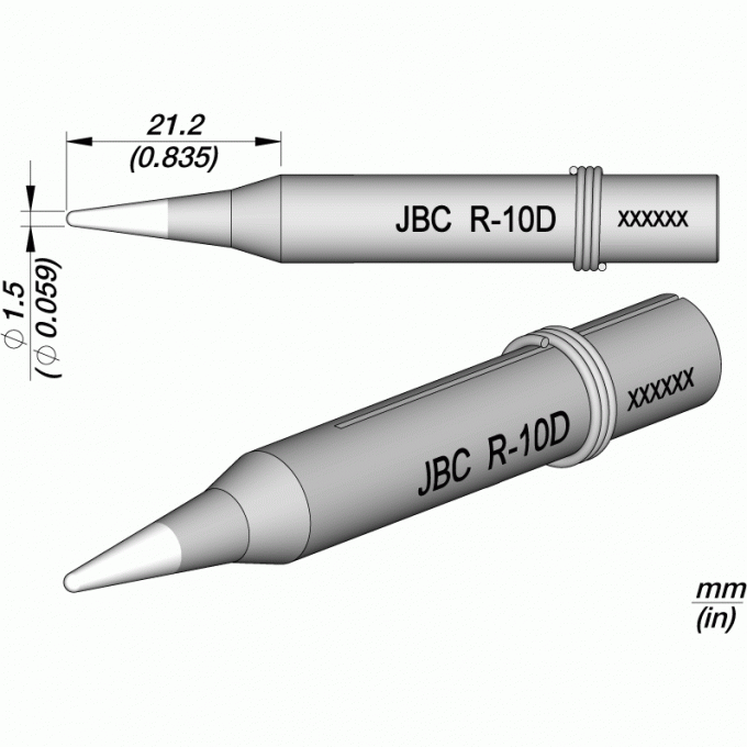 Жало коническое прямое JBC Iron Tips ⌀1.5 × 21.2 мм для паяльников 30ST, 40ST, SL2020, IN2100 12A000672