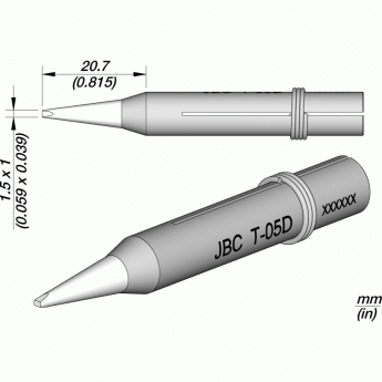Жало клиновидное прямое JBC Iron Tips для паяльников 30ST, 40ST, SL2020, IN2100 12A000701