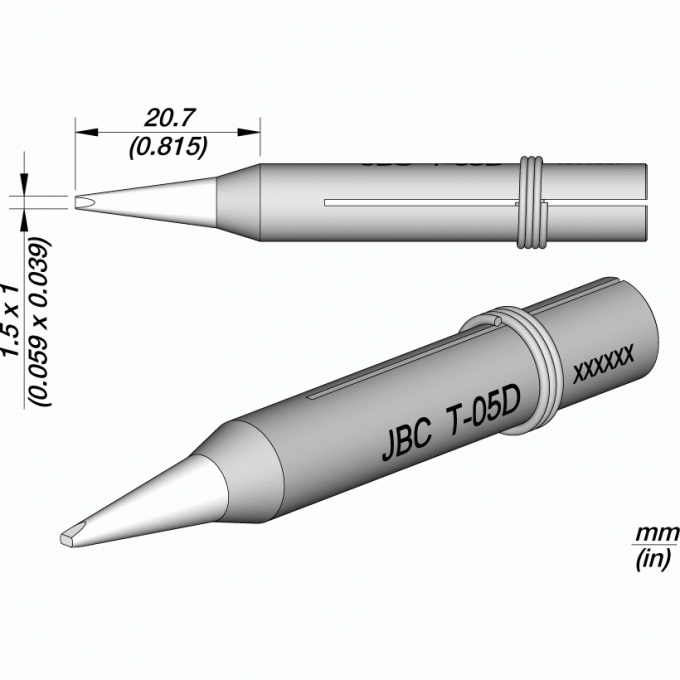 Жало клиновидное прямое JBC Iron Tips для паяльников 30ST, 40ST, SL2020, IN2100 12A000701