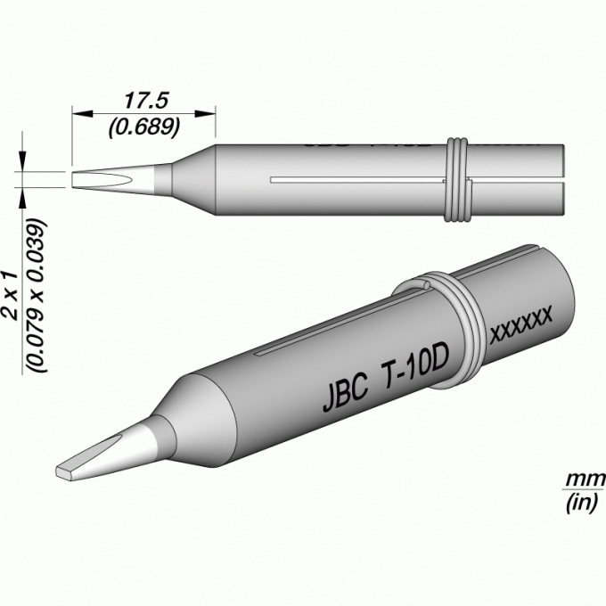 Жало для сетевых паяльников JBC Iron Tips клиновидное прямое 2x1x17.5 мм 12A000702