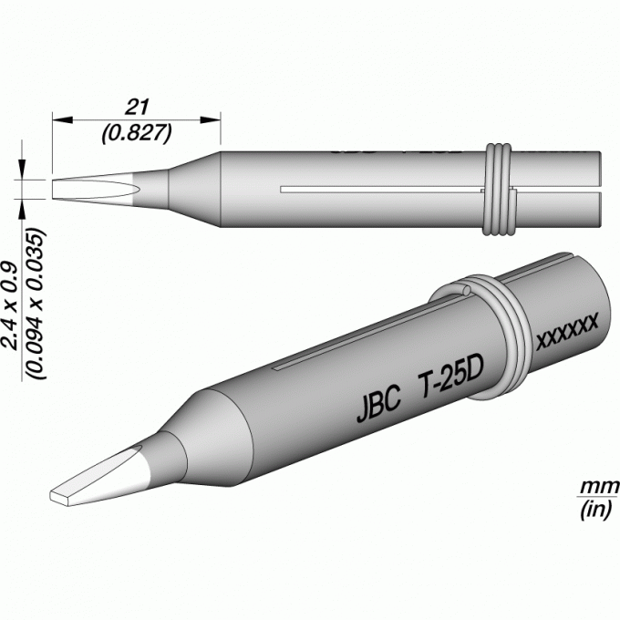 Жало для паяльника JBC 65ST клиновидное прямое 2.4x0 12A000704